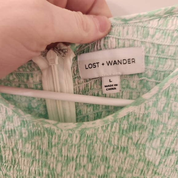 Lost And Wander Floral Mint Green Maxi Dress Size L Ruffle Short Sleeves #N634 - Picture 2 of 5